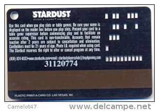 Stardust Casino. Las Vegas, NV, U.S.A., Older Used Slot Card, Stardust-1 - Carte Di Casinò