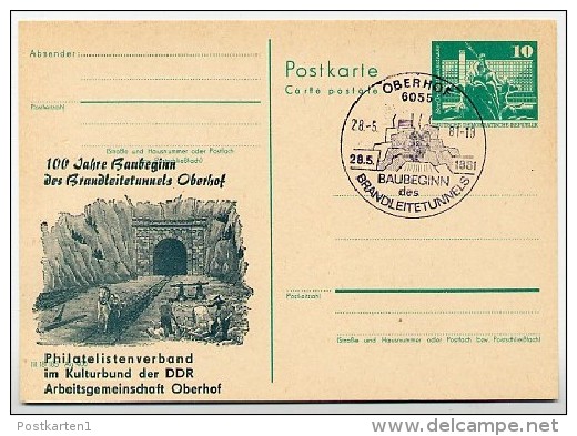 DDR P79-20b-81 C153-b Postkarte PRIVATER ZUDRUCK Brandleitetunnel Oberhof Sost. 1981 - Private Postcards - Used