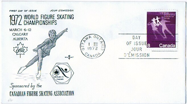 1972  World Figure Skating Championships  Sc 559  Rose Craft Cachet - 1971-1980