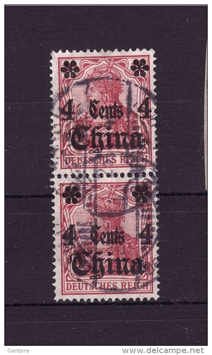 CHINA GERMAN COLONY 1911   Regular Issue Overprinted Michel Cat N° 40ax2 Pair Very Fine Used - China (offices)