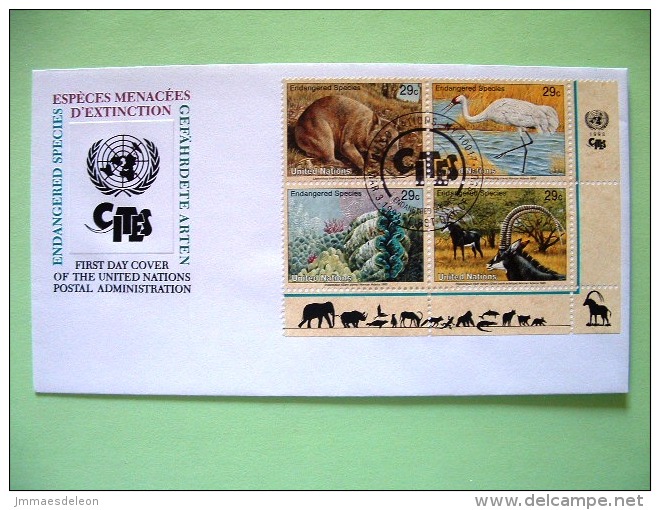 United Nations - New York 1993 FDC Cover - CITES - Wombat - Crane Bird - Clam Shell - Antelope Gazelle - Briefe U. Dokumente