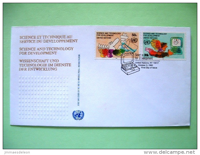 United Nations - New York 1992 FDC Cover - Science And Technologu - Drinkable Water - Computer - Covers & Documents