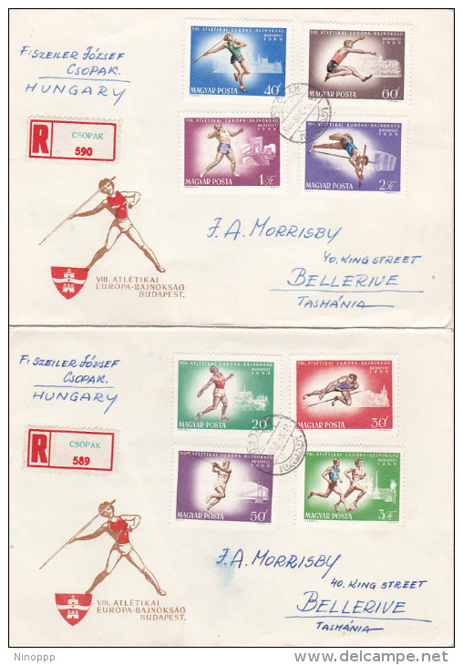 Hungary 1966 8th European Athletic Championship Set Registered FDCs - FDC