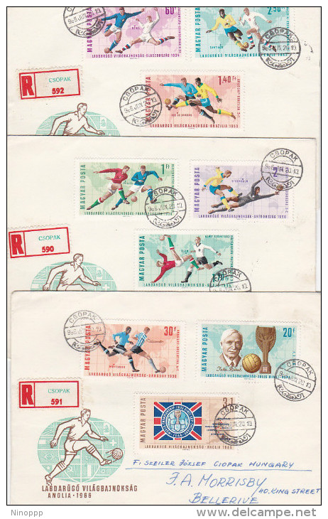 Hungary 1966 World Cup Championship Set Registered FDCs - FDC