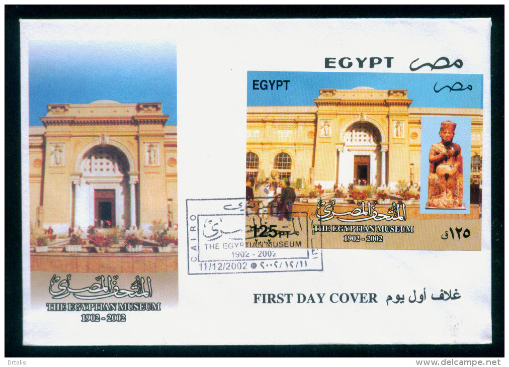 EGYPT / 2002 /  THE EGYPTIAN MUSEUM / CHEOPS / EGYPTOLOGY / SCULPTURE / 2 FDCS - Lettres & Documents