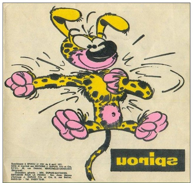 No PAYPAL !! : Franquin Superbe Transfert (transfer) Marsupilami ,Dessin Inédit Supplément Spirou Éo Dupuis ©.1971 NEUF - Objets Publicitaires