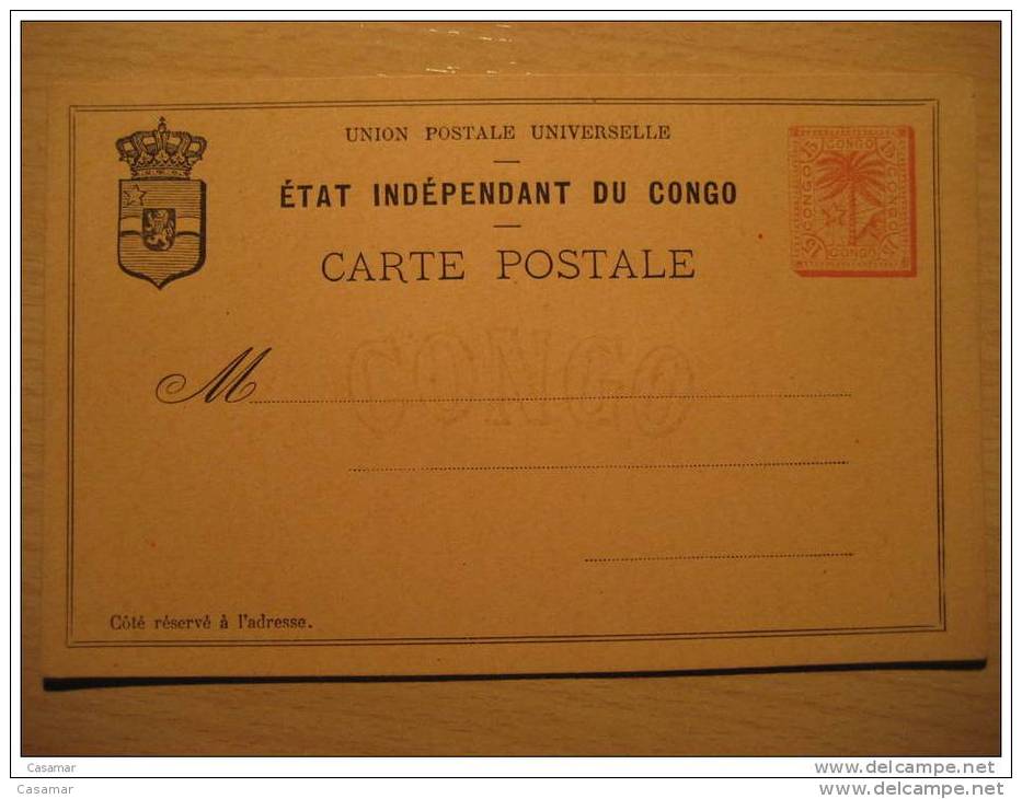 Etat Independant Du Congo 15c Palm Postal Stationery Card BELGIAN CONGO Belgium Africa - Stamped Stationery