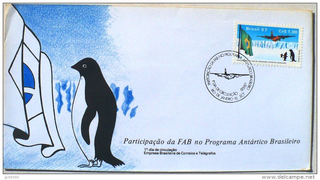 BRESIL MANCHOTS, PINGOUINS, Philatelie Polaire, Yvert 1829 FDC, Premier Jour 09/03/1987 - Penguins