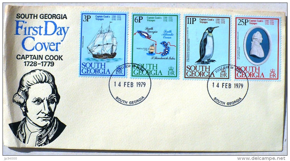 SOUTH GEORGIA COOK, MANCHOTS, PINGOUINS, Yvert 73/76 FDC 14/2/1979 - Pingouins & Manchots