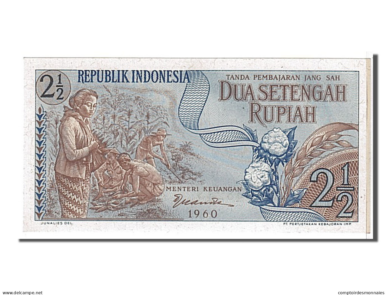 Billet, Indonésie, 2 1/2 Rupiah, 1960, KM:79, NEUF - Indonésie