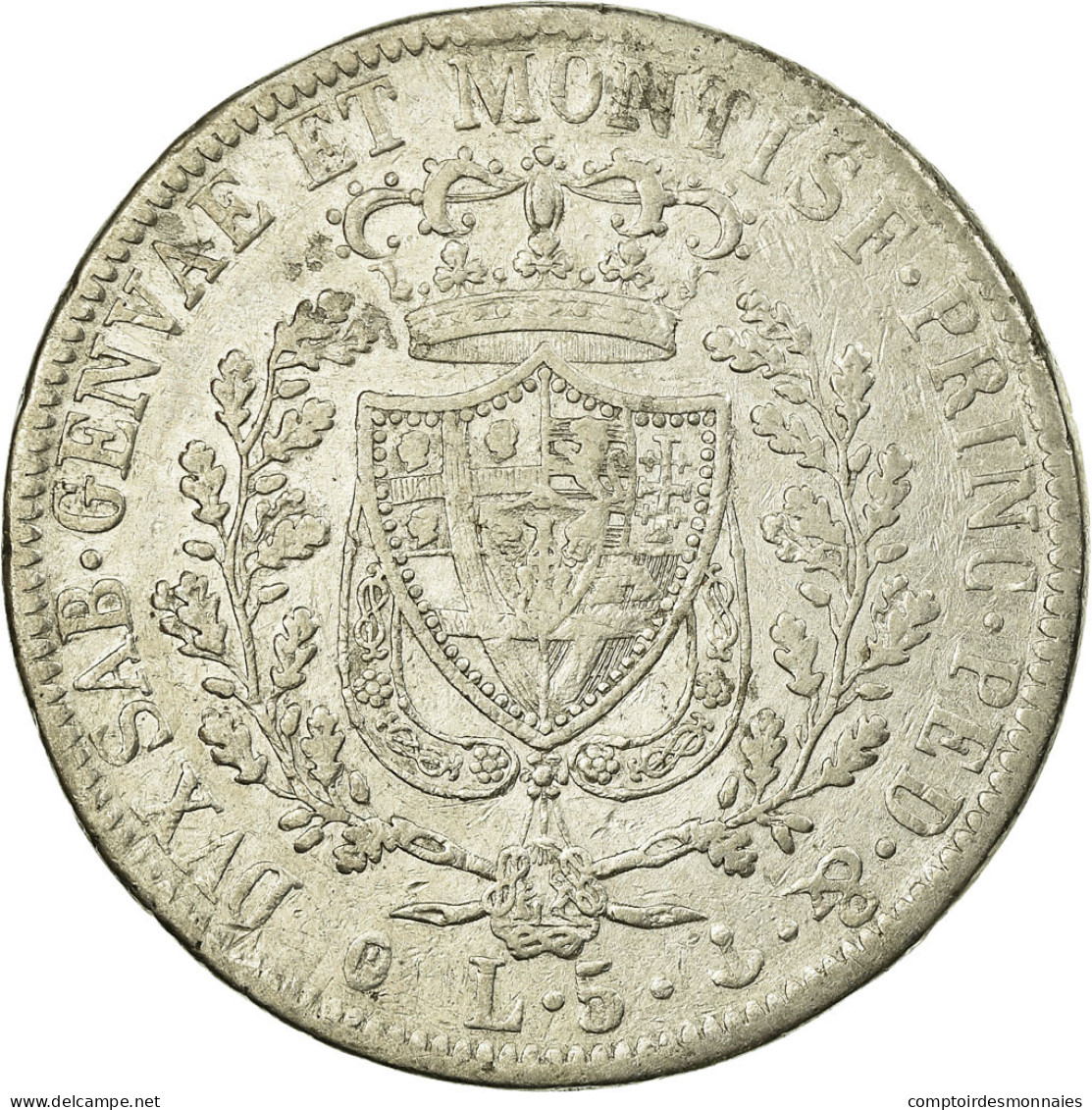Monnaie, États Italiens, SARDINIA, Carlo Felice, 5 Lire, 1827, Genoa, TTB - Piemonte-Sardegna, Savoia Italiana