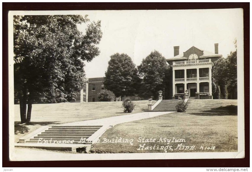 Cpa Carte Photo Etats Unis Minnesota Hastings Entrance Main Building State Asylum LAM22 - Autres & Non Classés