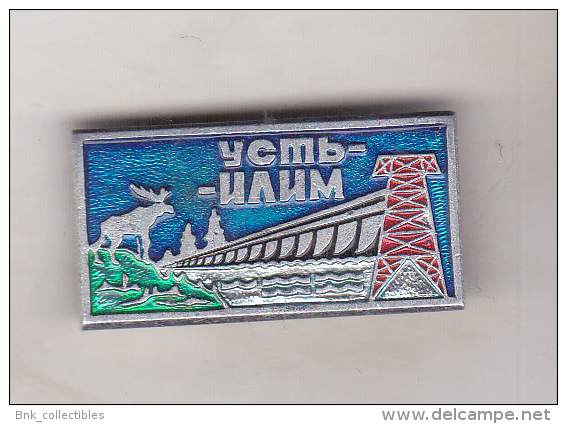 USSR Russia Old Pin Badge  - Cities - Ust-Ilimsk - Cities