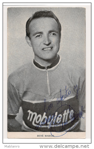 CARTE POSTALE  SIGNEE RENE MARIGIL TEAM MOBYLETTE 1957 - Cyclisme