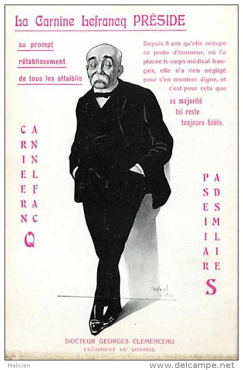 Ref A279- Docteur Georges Clemenceau President Du Conseil  -carte Bon Etat - - Personnages