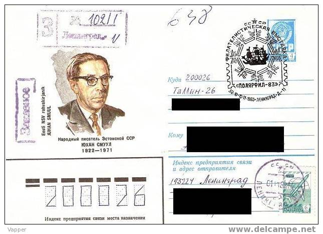 Polar Philately USSR 1983 Postmark "PolarPhil-83" Philatelic Exhibition Gone Post "R" Recommende - Events & Commemorations