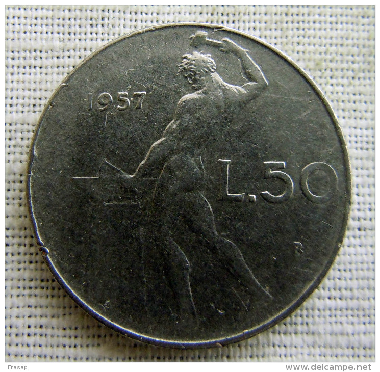 ITALIA-ITALY 50 LIRE 1957 SCARSE - 50 Lire