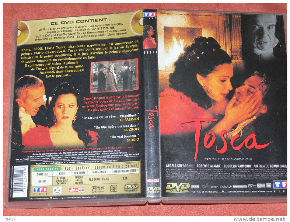 DVD SPECTACLE OPERA "  TOSCA " DE VERDI  Par B JACQUOT Avec A GHEORGHIU / R ALAGNA / R RAIMONDI  SON 5.1 DTS - Muziek DVD's