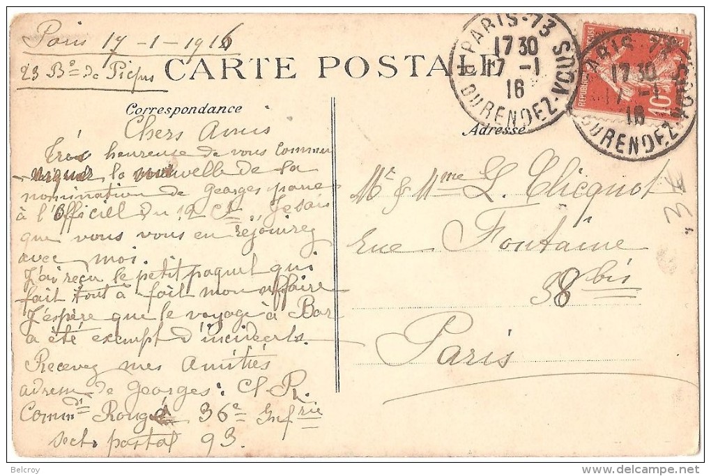 Dépt 51 - REIMS - Correspondance Sur Carte Postale, Famille CLICQUOT (Champagne, Patronyme Maintenant Disparu) - Reims