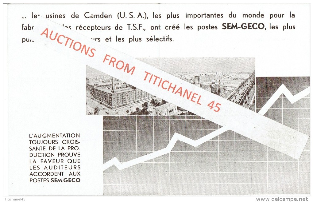 Brochure Publicitaire De 1931 RADIO SEM-GECO Usine à CAMDEN (USA) - Types J. 70 - J. 72 - R. 25 - R. 8 - Advertising