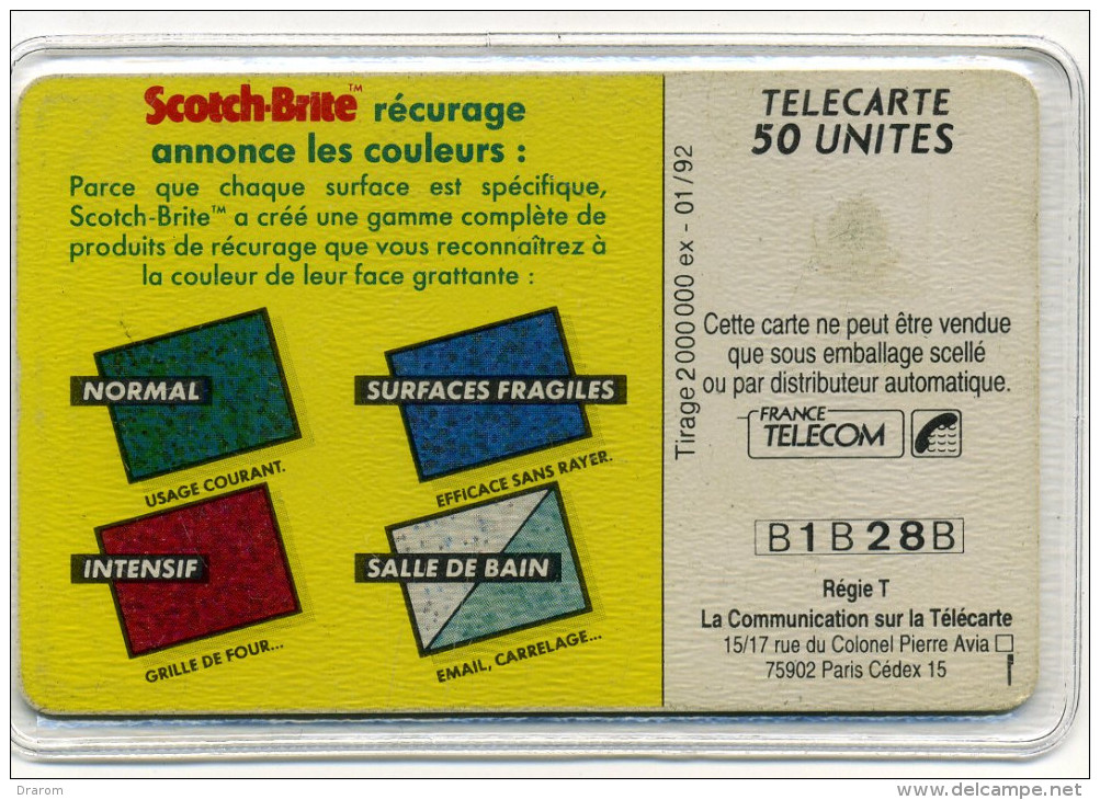 F225C Scotch-brite 50 Unités 01/92 3 Numéros Gras B1B28B (1 & 28) (lot 19) - Verzamelingen