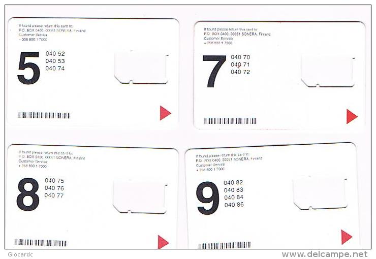 FINLANDIA (FINLAND) - SONERA (GSM) - SIM CARDS WITHOUT CHIP  -  LOT OF 4 DIFFERENT  - RIF. 3959 - Finlandia