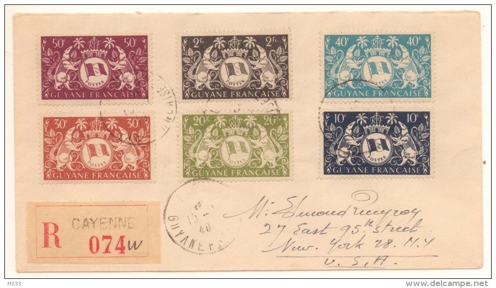 Lettre Recommandée Pour Les USA Avec 6 Timbres Série Fourmiliers Et Drapeaux - Cartas & Documentos