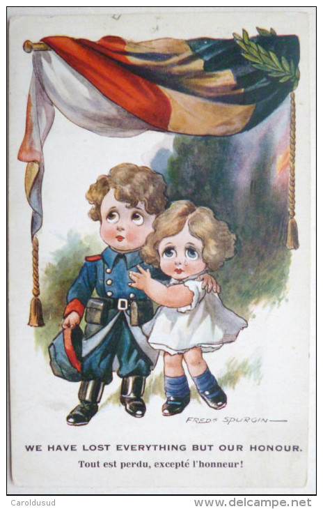 CPA Litho Chromo Militaria Patriotique Illustrateur SPURGIN Comrade Duo Enfants Patriotique Belgique 1915 Albert - Spurgin, Fred