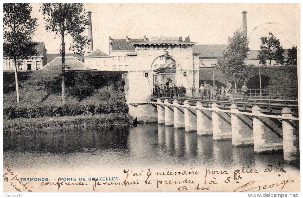 Belgique Dendermonde Termonde Porte De Bruxelles Animée Carte Precurseur - Dendermonde