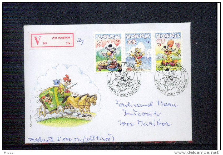 Slowenien / Slovenia 1998 Comics From Block On Value Declared  Letter FDC - Bandes Dessinées