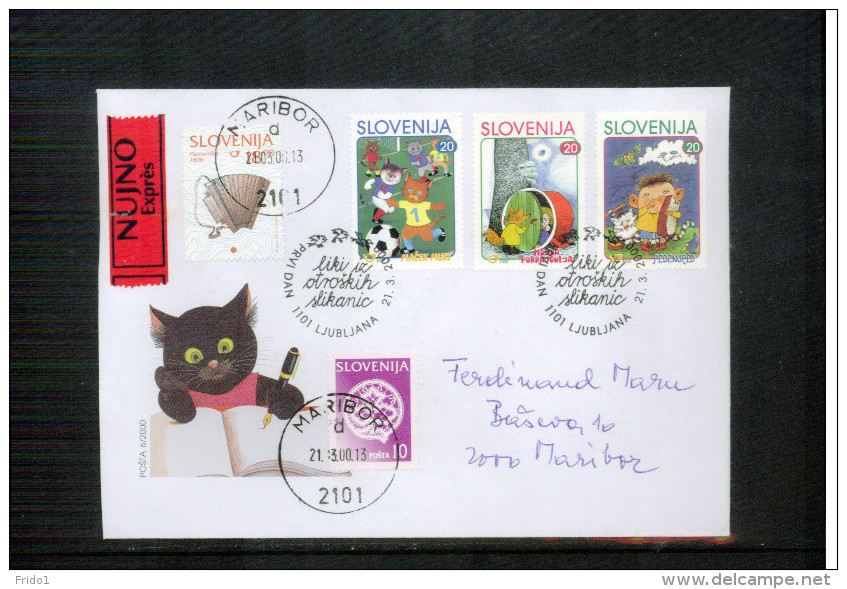 Slowenien / Slovenia 2000 Comics On Priority  Letter FDC - Cómics