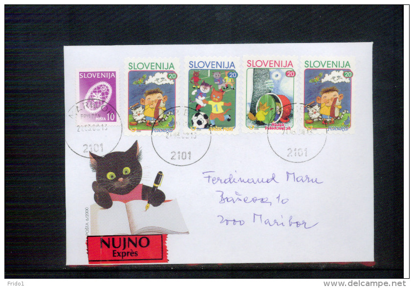 Slowenien / Slovenia 2000 Comics On Priority  Letter FDC Selfadhesive Stamps Scarce - Bandes Dessinées