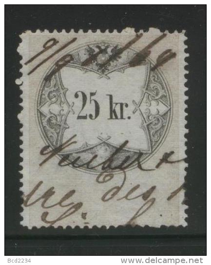 AUSTRIA 1858 REVENUE 25KR TYPO WHITISH PAPER NO WMK PERF 13.50 X 13.75 BAREFOOT 028 - Fiscale Zegels