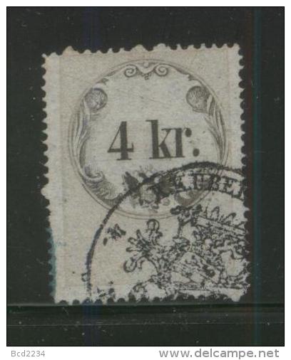 AUSTRIA 1860 REVENUE 4KR BLUISH PAPER  NO WMK PERF 14.00 X 15.00 BAREFOOT 060 - Fiscale Zegels