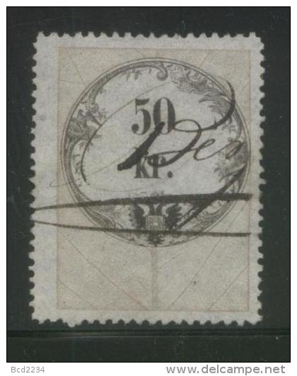 AUSTRIA 1860 REVENUE 50KR BLUISH PAPER  NO WMK PERF 13.50 X 13.50 BAREFOOT 068 - Fiscale Zegels