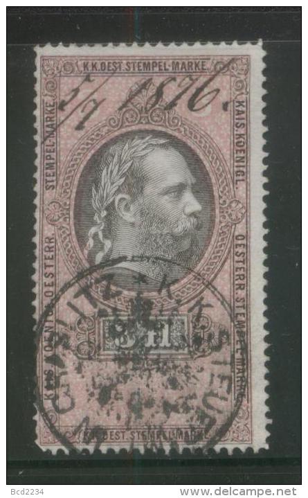 AUSTRIA 1875 EMPEROR FRANZ-JOZEF 3FL CARMINE & BLACK REVENUE PERF 13.00 X 13.00 BAREFOOT 200 - Fiscale Zegels