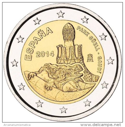 SPAIN   / ESPAÑA  2 €UROS 2.014   2014 Bimetálica  "Park Güell-GAUDÍ"  SC/UNC  T-DL-10.815 - Espagne