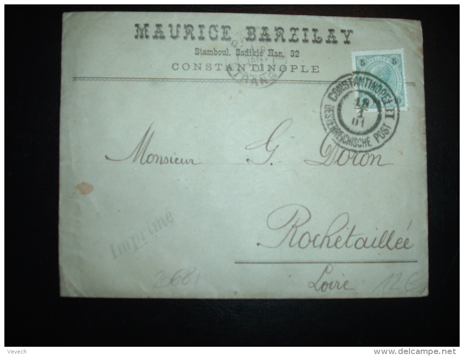 LETTRE POUR LA FRANCE TP 5 5 10 10 OBL. ? 1 01 CONSTANTINOPELII OESTERREICHISCHE POST + MAURICE BARZILAY - Eastern Austria