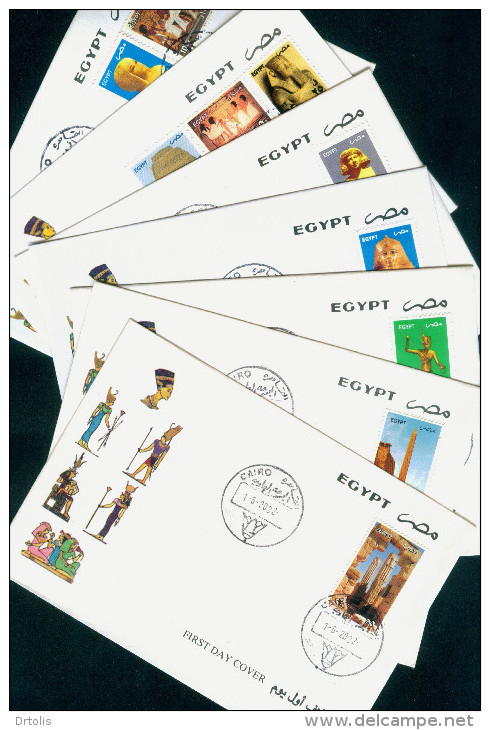 EGYPT / 2002 / THE REGULAR SET / 7 FDCS / 8 SCANS - Brieven En Documenten