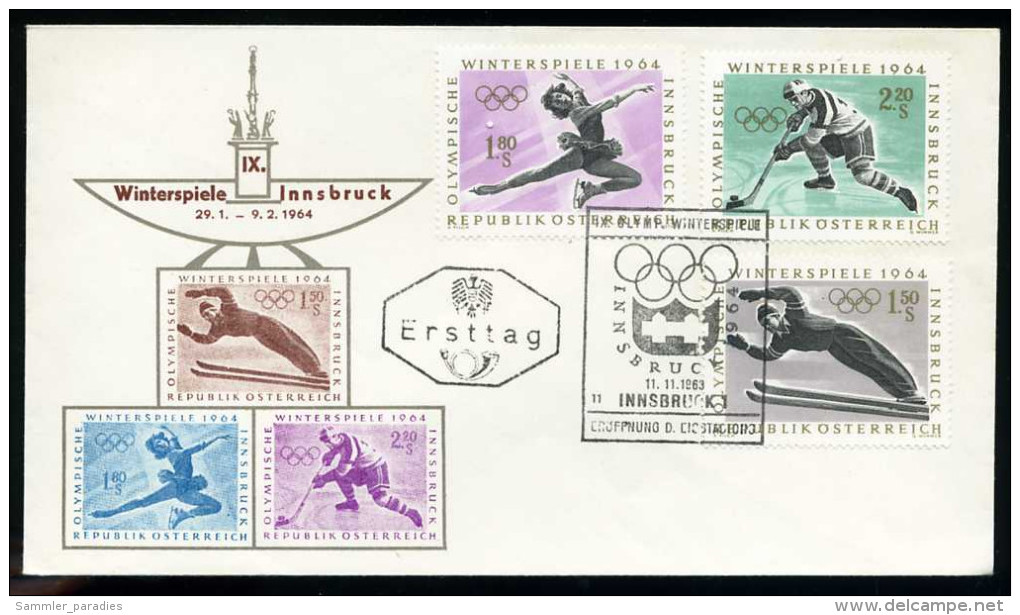 30243) Österreich - Michel 1141 / 1142 - FDC - Rennrodeln, Zweierbob - Hiver