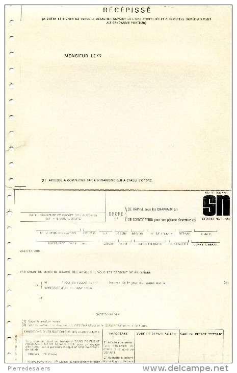 Militaria VP - Ordre De Rappel Et De Convocation - Rappel Sous Les Drapeaux Ou Période D´exercice - Service National - Documents