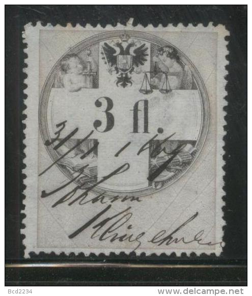 AUSTRIA 1866 REVENUE 3FL SULPHUR YELLOW PAPER NO WMK PERF 12.00 X 12,00 BAREFOOT 148A (B) - Fiscale Zegels