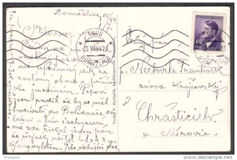 BuM1362 - Böhmen Und Mähren (1944) Taus - Domazlice (machine Postmark) Postcard, Tariff: 60h (stamp: Adolf Hitler) - Briefe U. Dokumente