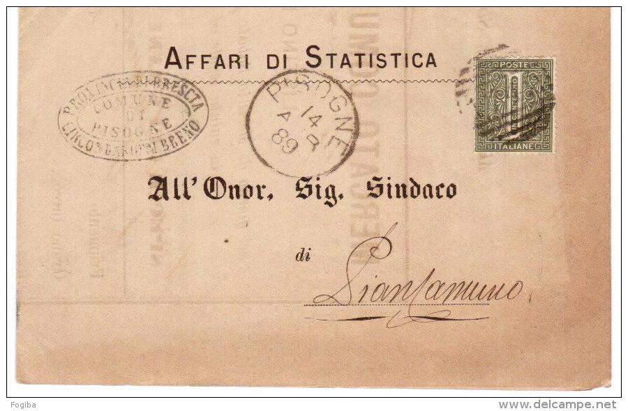 1889- PIEGO DA PISOGNE ANNULLO A SBARRE 1742 - DOCUMENTO INTERESSANTE - Storia Postale