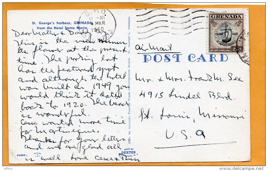 St Geroges Grenada Old Postcard Mailed  To USA - Grenada