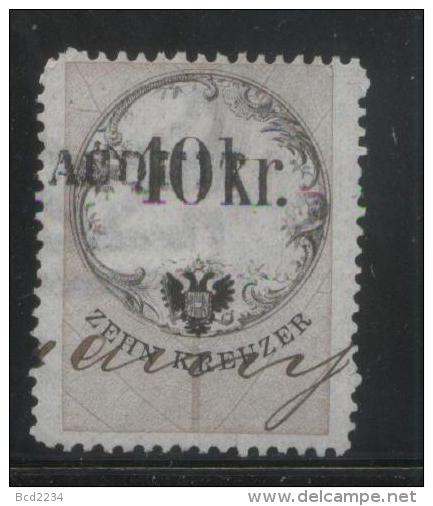 AUSTRIA 1866 REVENUE 10KR WHITE PAPER  NO WMK PERF 12.00 X 12,00 BAREFOOT 136 (A) - Revenue Stamps