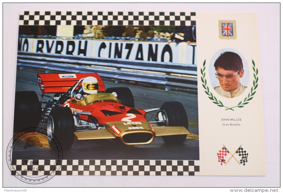 Motorsport Grand Prix Postcard - Great Britain Pilot John Milles - Car: Lotus 49C. F1 Engine Ford V8, 420 HP - Grand Prix / F1