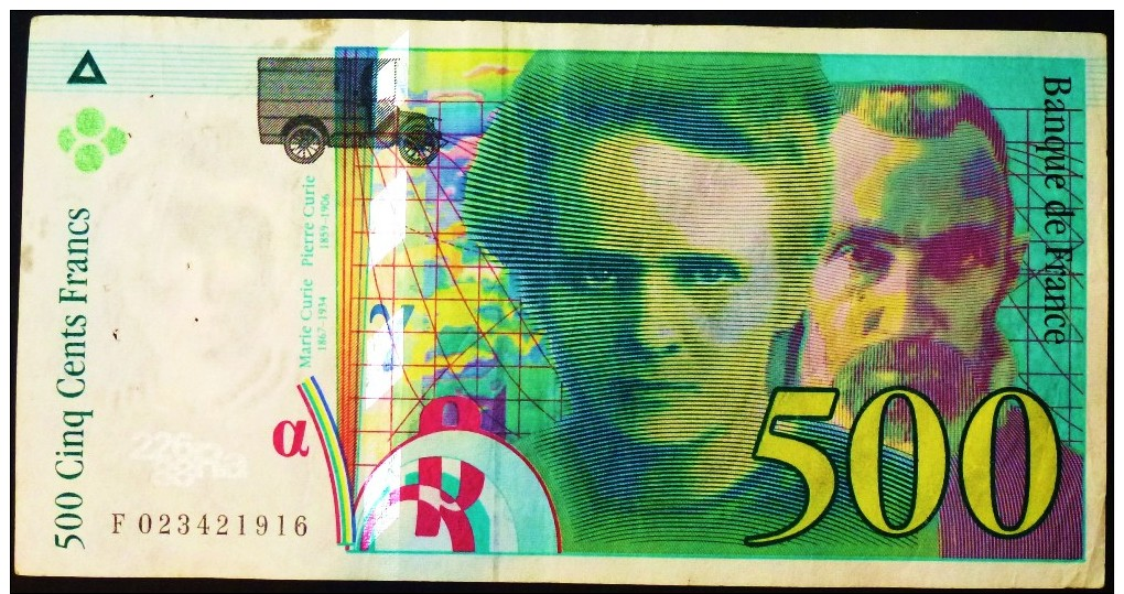 Billet De 500 Frs De 1994 Serie F023421916 Pierre Et Marie CURIE  Paper Money, - 500 F 1994-2000 ''Pierre Et Marie Curie''