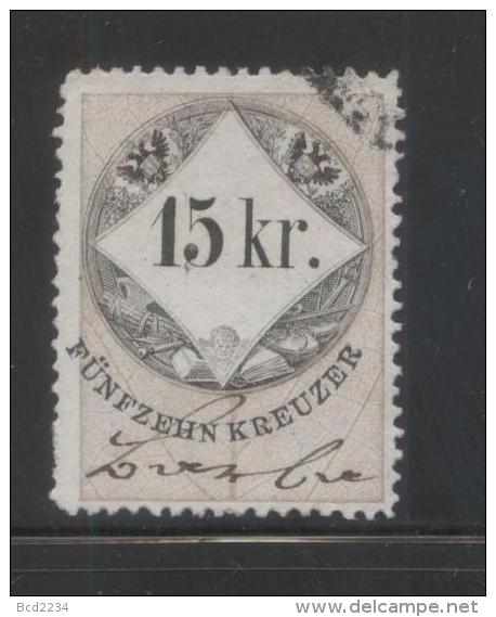 AUSTRIA 1866 REVENUE 15KR WHITE PAPER  NO WMK PERF 12.00 X 12,00 BAREFOOT 138 (A) - Revenue Stamps