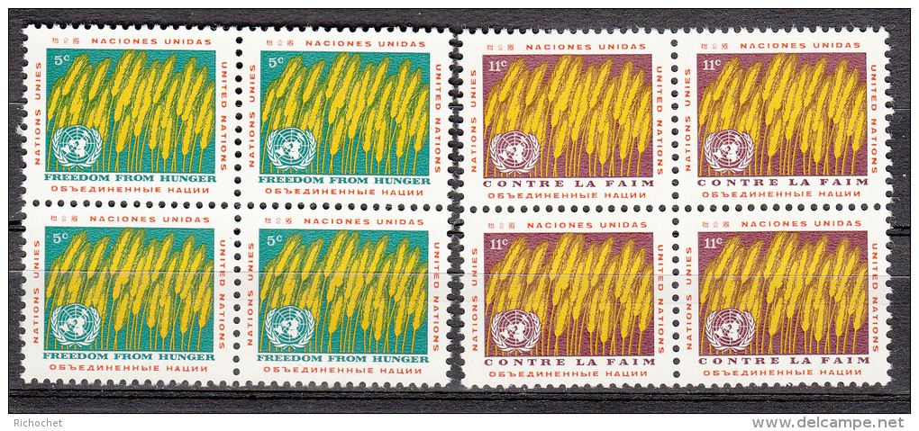 Nations Unies New York N° 112 à 113 ** Bloc De 4 - Unused Stamps